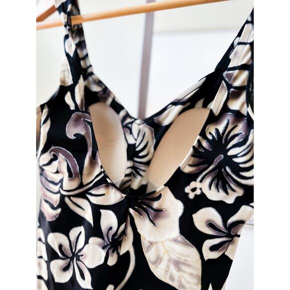 Island Goddess Vintage Siren retro hibiscus floral curve hugging pin-up swimsuit - Picture 7 of 7